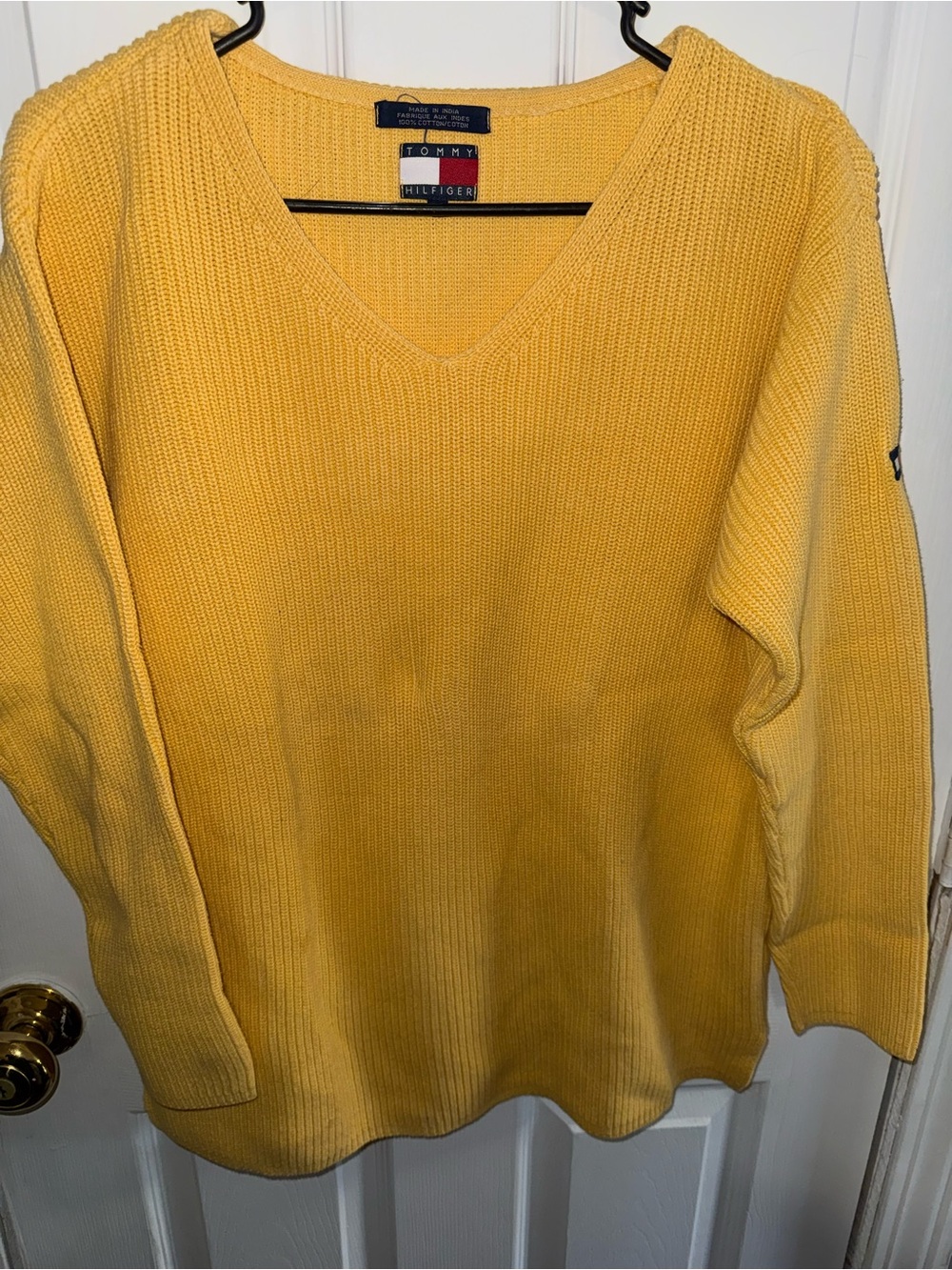 Tommy Hilfiger Sunny Yellow V-Neck Ribbed Sweater